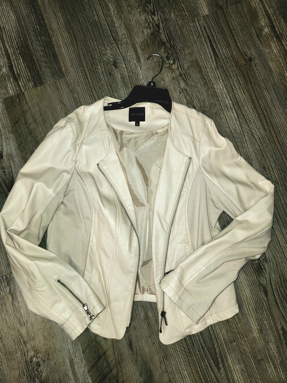 THE LIMITED -Cream Faux Leather Moto Jacket